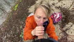 Hot Busty blonde wife sucks then fucks her husband outdoors Thumb