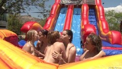 Sexy slippery slide wet lesbian babes eating out pussy outdoors Thumb