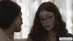 Teen Leana Lovings fucked by TS brunette Thumb