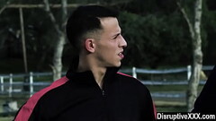 Coach stretches straight sportsman'_s ass with a dildo Thumb