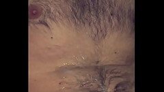 Cumshot on his hairy chest Thumb