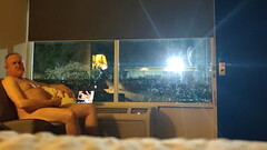 Old fag masturbates motel room window risky public with cum shot Thumb