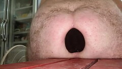 Huge Black Dildo Inserted in my Ass Balls inside as well Thumb