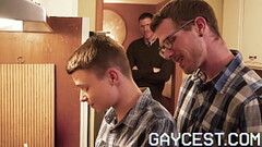 GAYCEST - Little Austin Young banged by daddy in wild threeway Thumb