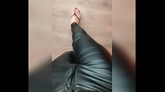 Walking in my wife Leather shiny pants Thumb