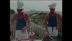 Couple of The Naked Chef Paul Morgan'_s assistants Matt Young and Marc Hamilton try to prepare b Thumb