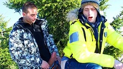 Two gay twinks fucking outside Thumb