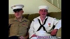 Handsome young navy boys in uniforms are anally fucking Thumb